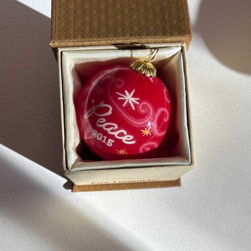 Pier 1 Li Bien Red and Gold Peace Ornament